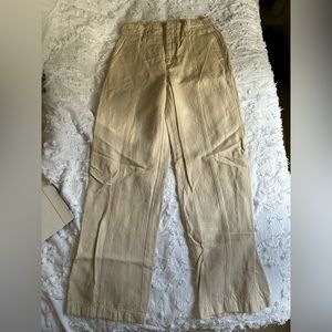 Vince off white straight leg denim pants with seam down the front.